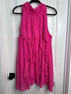 entro Hot Pink Halter Fun Flirty Mini Dress. Size Large.